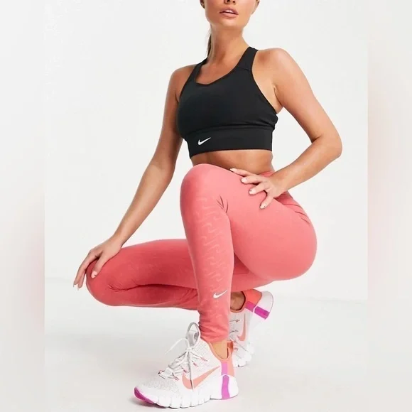 NIKE ICONIC CLASH ALL OVER LEGGINGS RARE NWT sold out pink 7/8 leggings - Picture 8 of 8